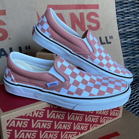 Vans Classic Slip On Rose Dawn Checkerboard/True White Mens - Picture 6 of 16